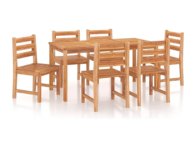 Jornin  Ensemble à manger de jardin 7 pcs Bois de teck solide