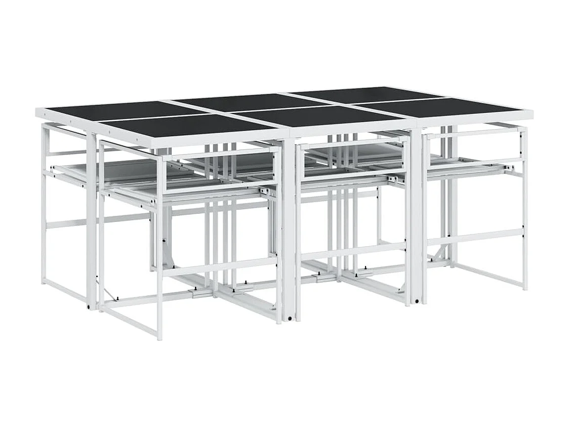 Bardstown  Ensemble à manger de jardin avec coussins 7 pcs blanc textilène