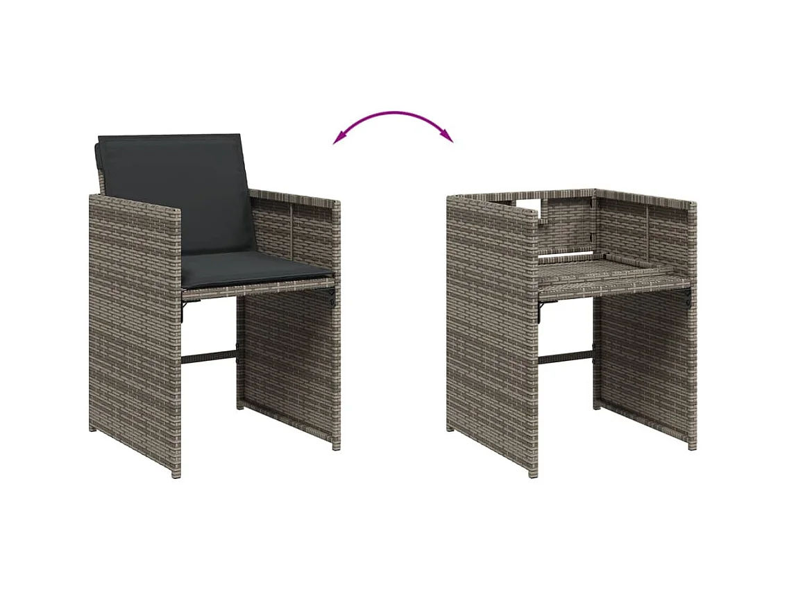 Zele  13-delige Tuinset met kussens poly rattan grijs