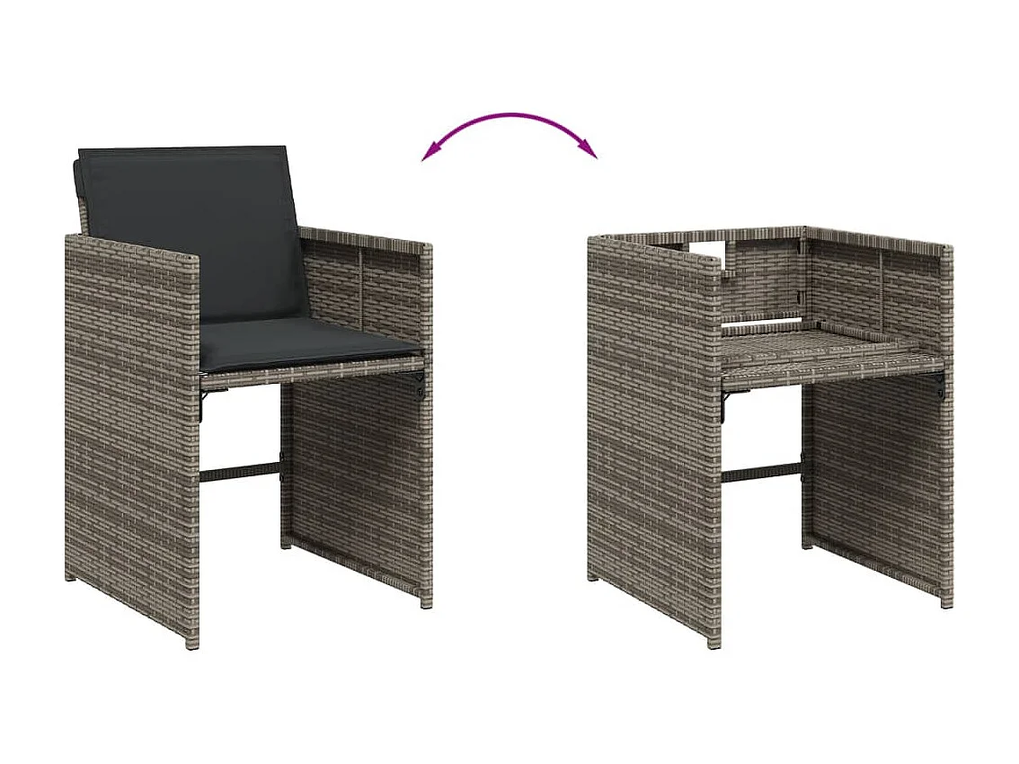 Zele  13-delige Tuinset met kussens poly rattan grijs