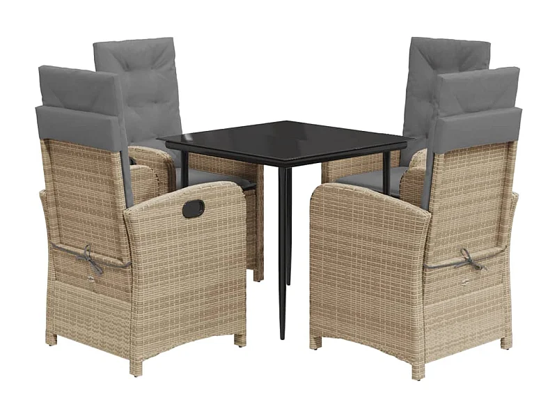 Tristan  5-delige Tuinset met kussens poly rattan gemengd beige