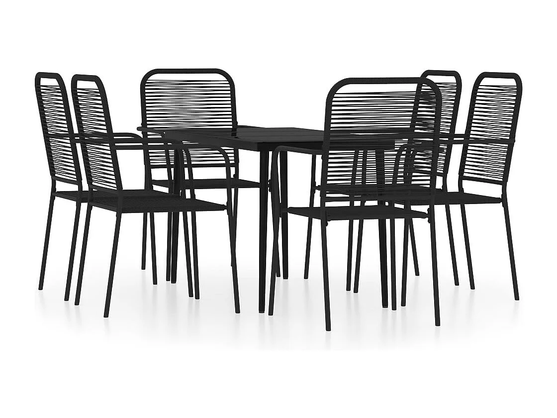 Georgia Ann  Ensemble à manger de jardin 7 pcs Noir