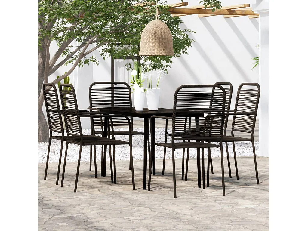 Georgia Ann  Ensemble à manger de jardin 7 pcs Noir