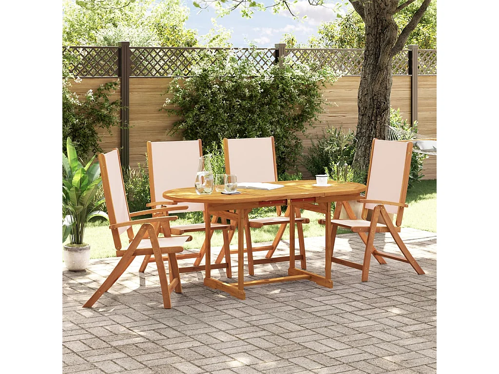 Carrizo Springs  Ensemble à manger de jardin 5pcs bois d'acacia solide textilène