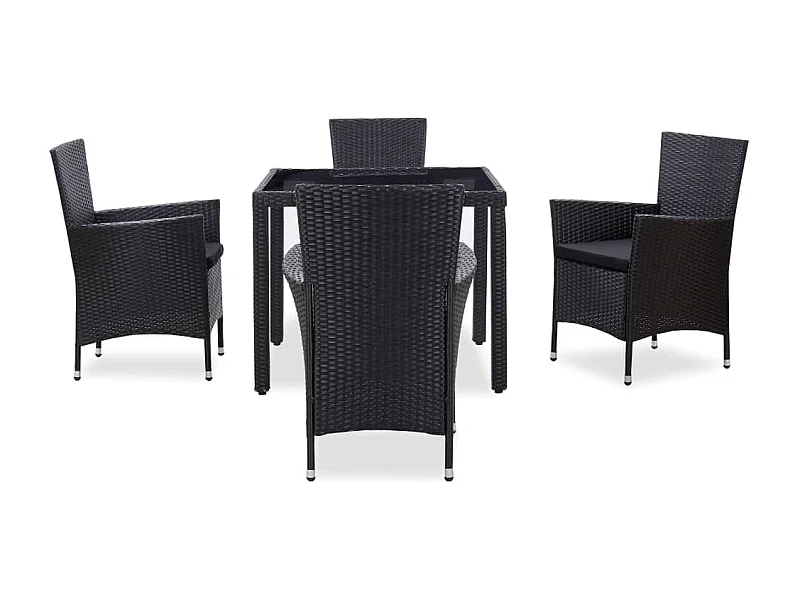 Peylar  Ensemble à manger d'extérieur 5 pcs Résine tressée Noir