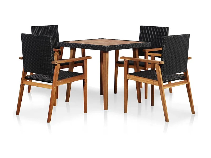 Garden Furniture -  Ensemble à manger d'extérieur 5 pcs Résine tressée Noir marron