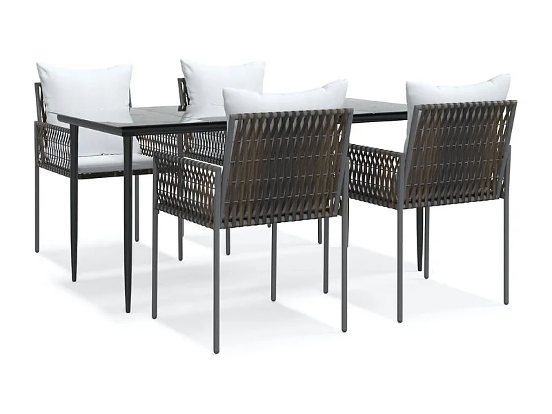 Mørkøv  5-delige Tuinset met kussens poly rattan en staal