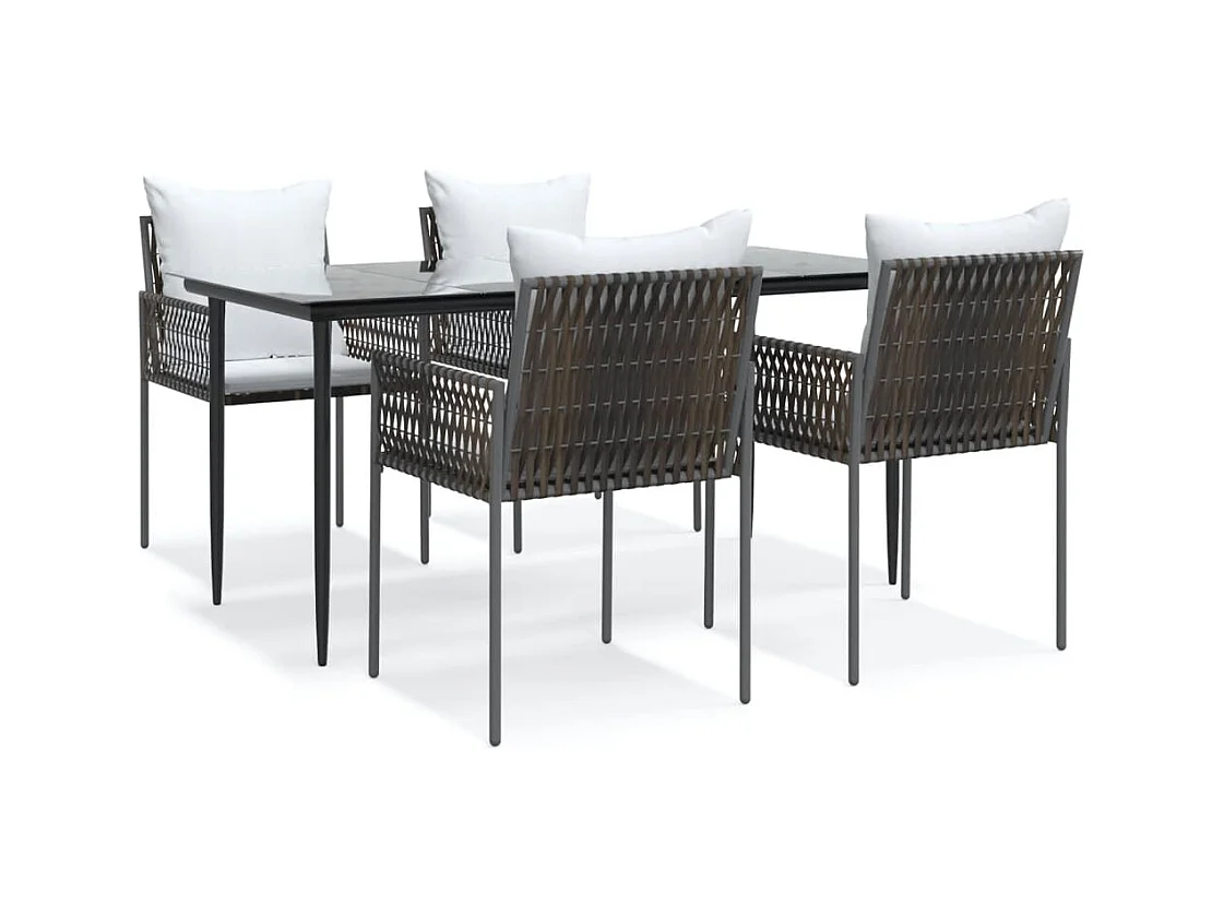 Mørkøv  5-delige Tuinset met kussens poly rattan en staal