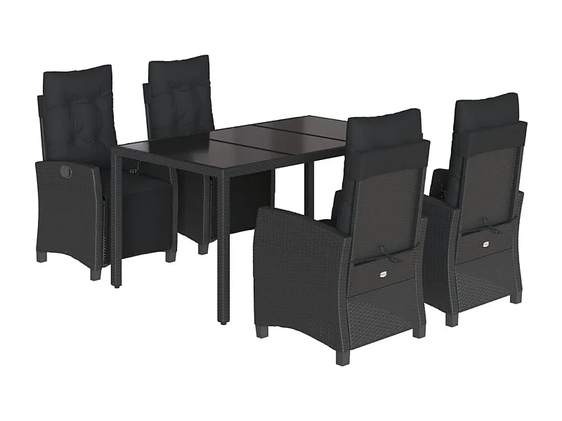 Vrikja  5-delige Tuinset met kussens poly rattan zwart