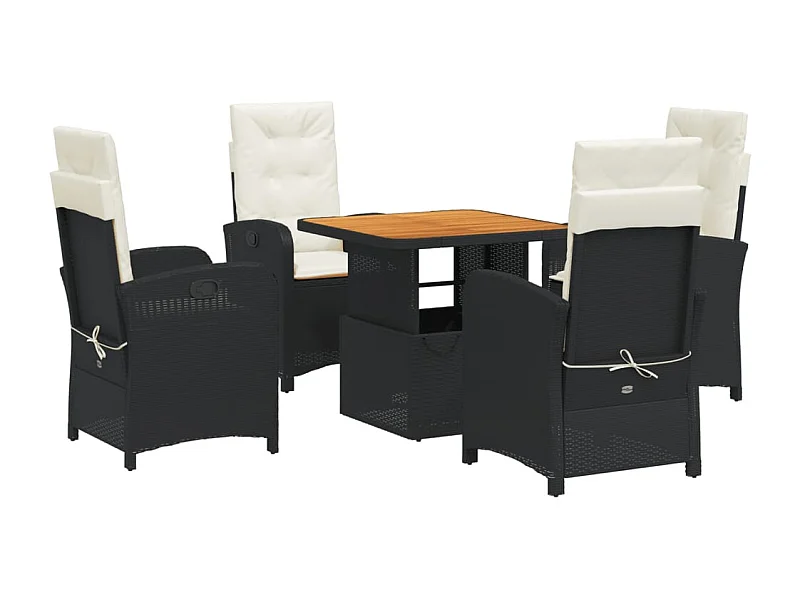 Onhaye  Ensemble à manger de jardin coussins 5pcs Noir Résine tressée