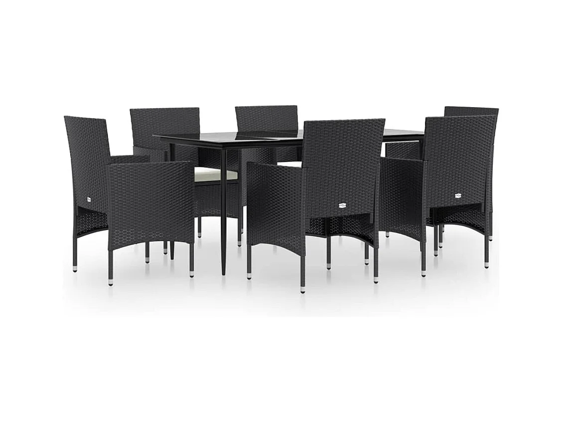 Cesarino  7-delige Tuinset met kussens zwart