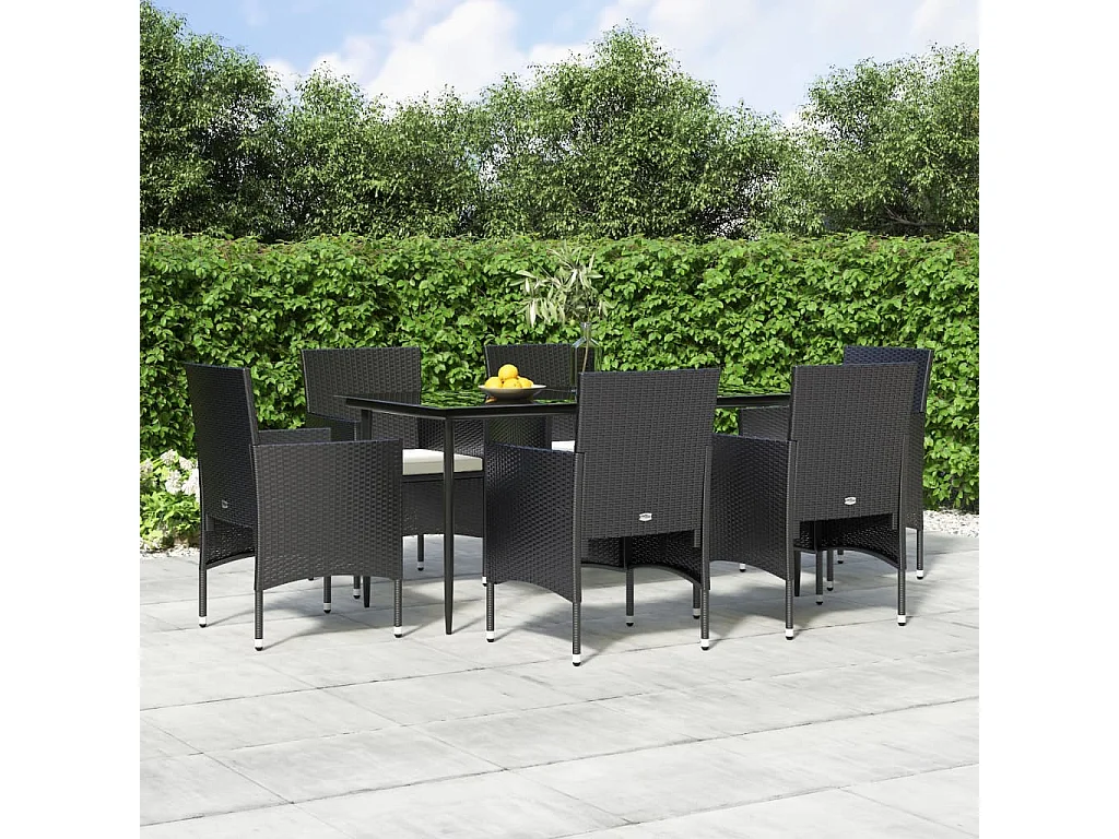 Cesarino  7-delige Tuinset met kussens zwart