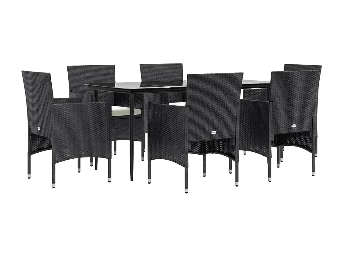 Cesarino  7-delige Tuinset met kussens zwart