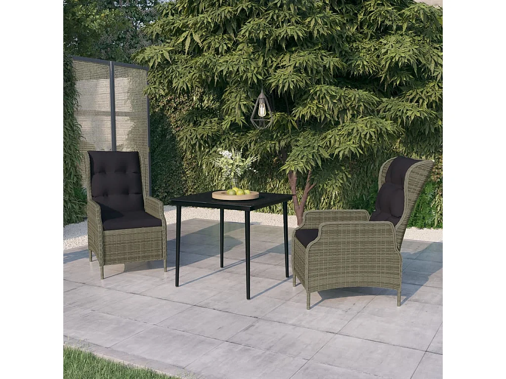 Mayra  Ensemble à manger de jardin 3 pcs Marron