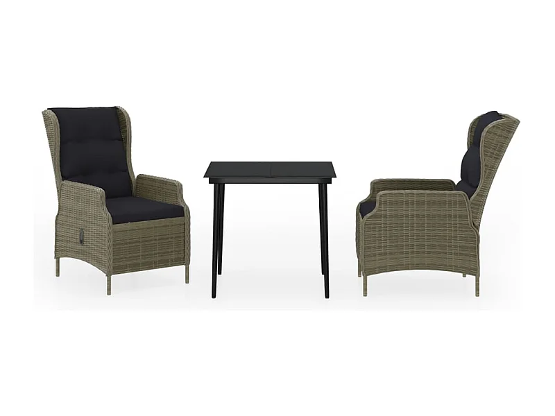 Mayra  Ensemble à manger de jardin 3 pcs Marron