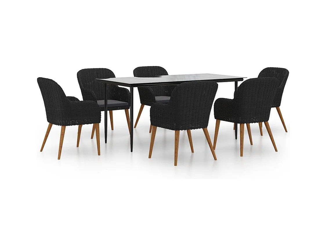 Coole  7-delige Tuinset met kussens zwart