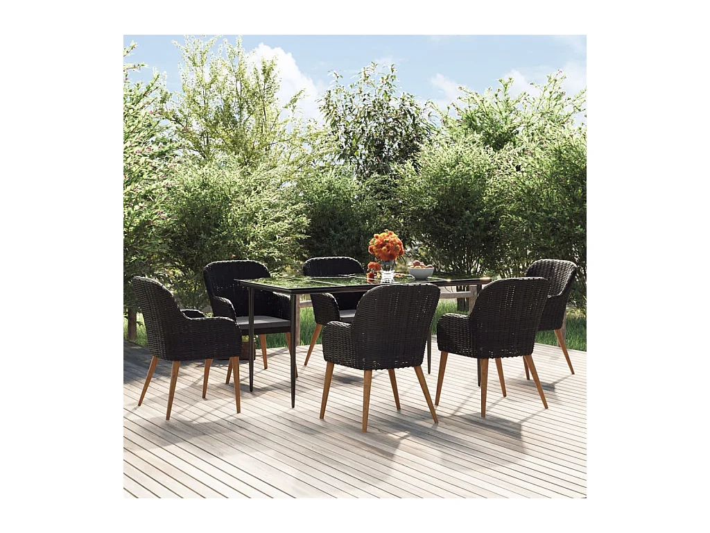 Coole  7-delige Tuinset met kussens zwart