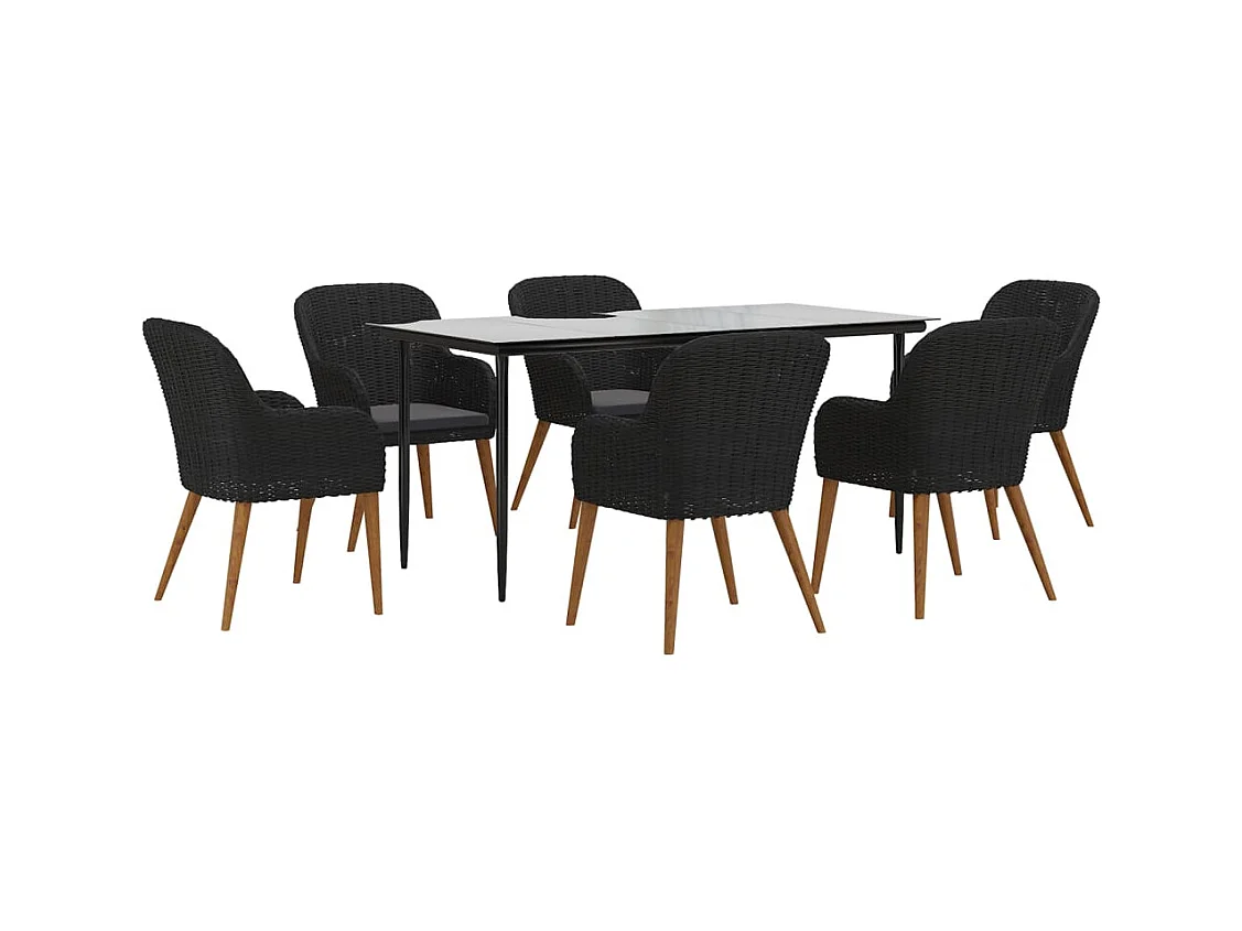 Coole  7-delige Tuinset met kussens zwart