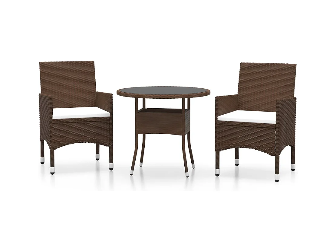 Seth  3-delige Tuinset poly rattan bruin