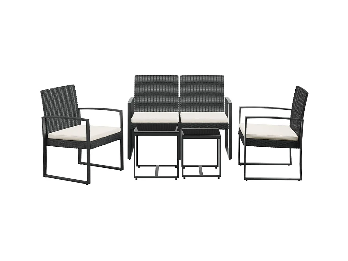 Ottavio  Set comedor de jardín 5 pzas con cojines PP aspecto ratán negro