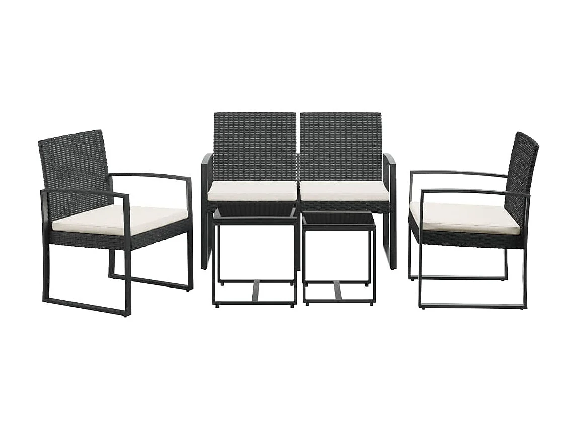 Ottavio  Ensemble à manger de jardin avec coussins 5 pcs noir rotin PP