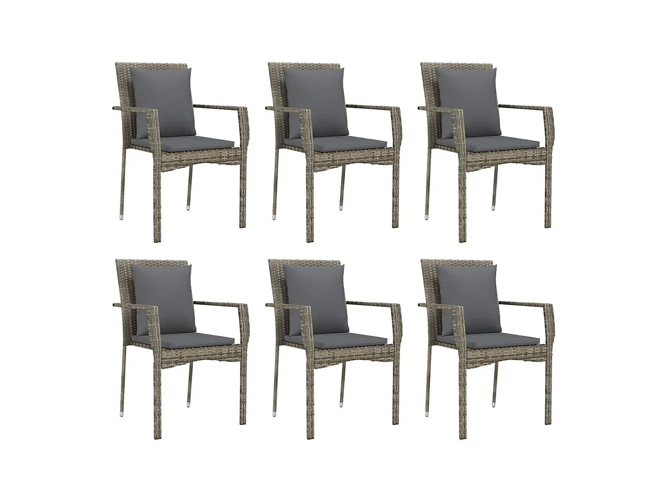 Pyhäntä  Ensemble à manger jardin et coussins 7 pcs gris rotin