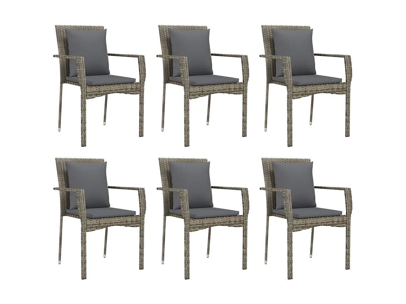 Pyhäntä  Ensemble à manger jardin et coussins 7 pcs gris rotin