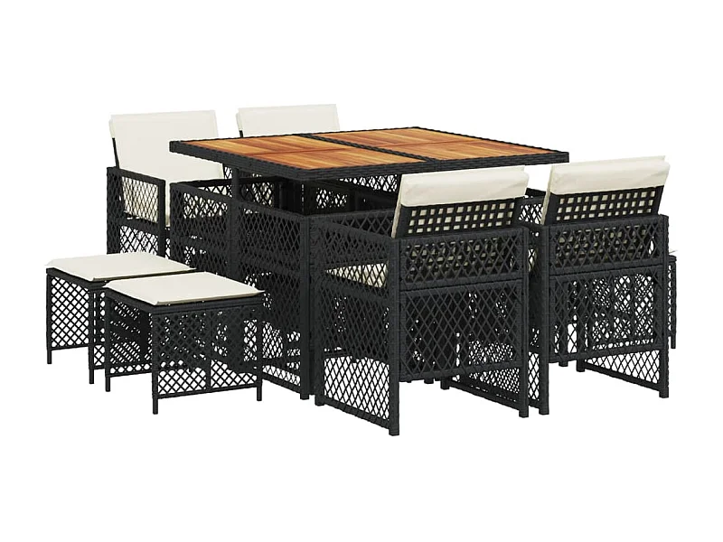 Lubbeek  9-delige Tuinset poly rattan zwart