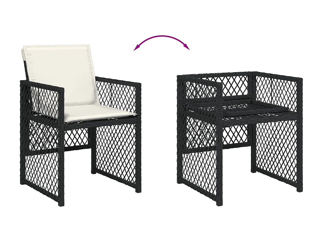 Lubbeek  Ensemble à manger de jardin 9pcs coussins noir résine tressée