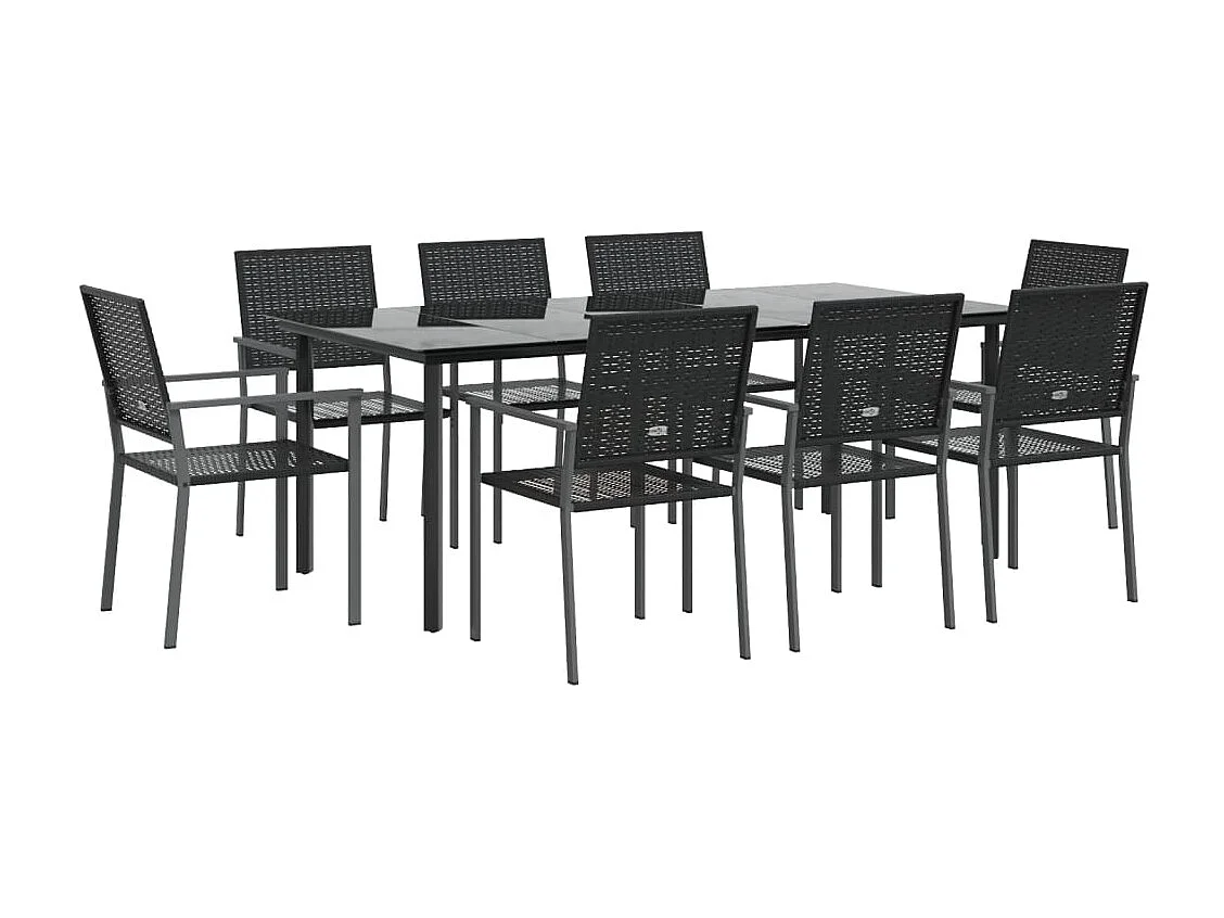 Timothy Scott  Ensemble à manger de jardin 9 pcs résine tressée acier