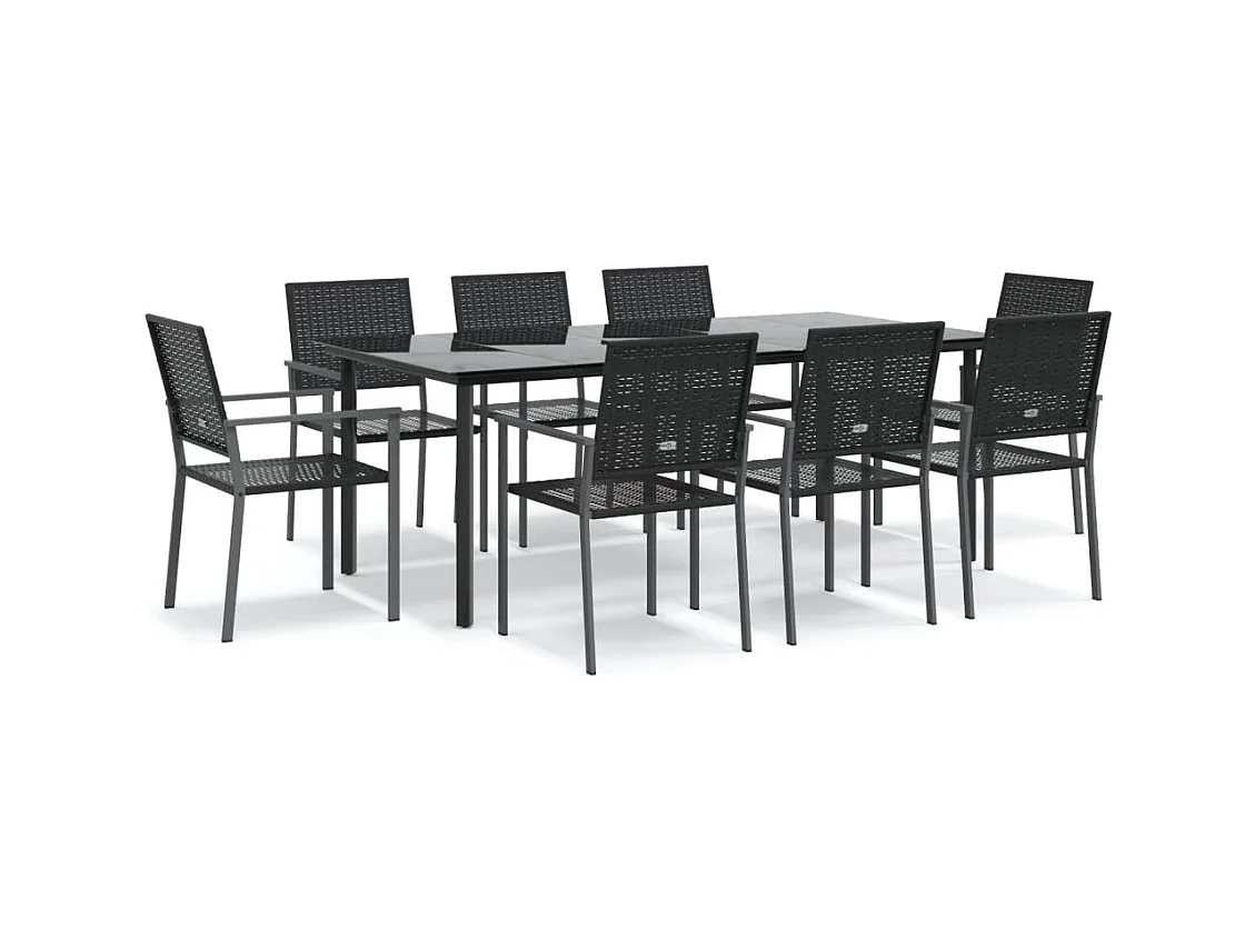 Timothy Scott  Juego de comedor para jardín 9 piezas ratán sintético y acero