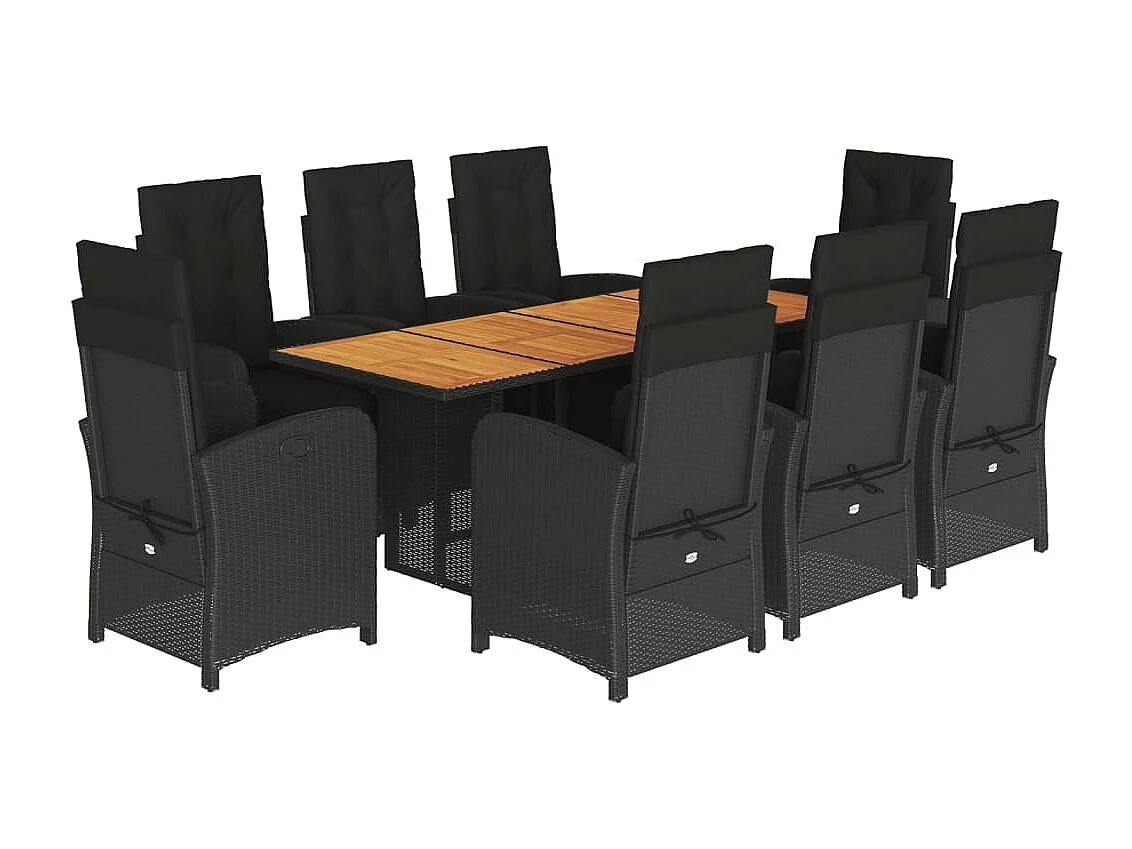 Thomian  9-delige Tuinset poly rattan zwart