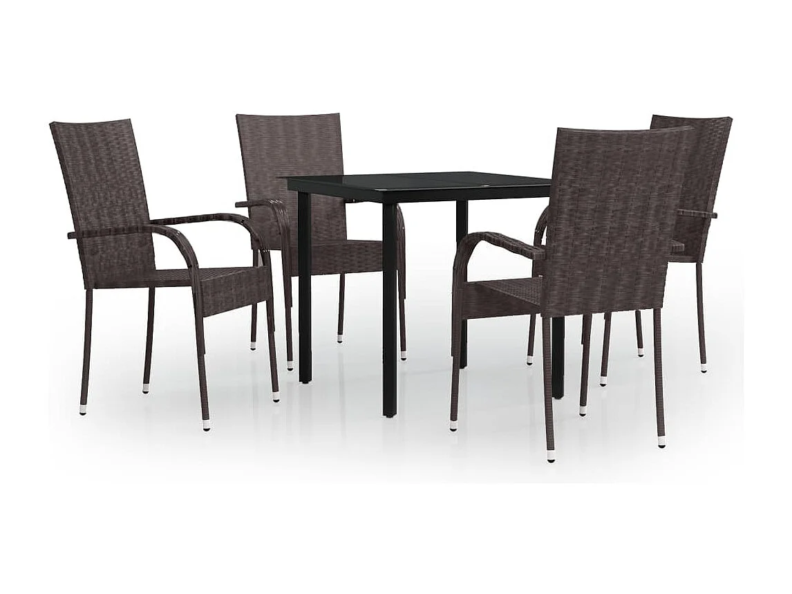 Stoughton  Ensemble à manger de jardin 5 pcs Marron et noir