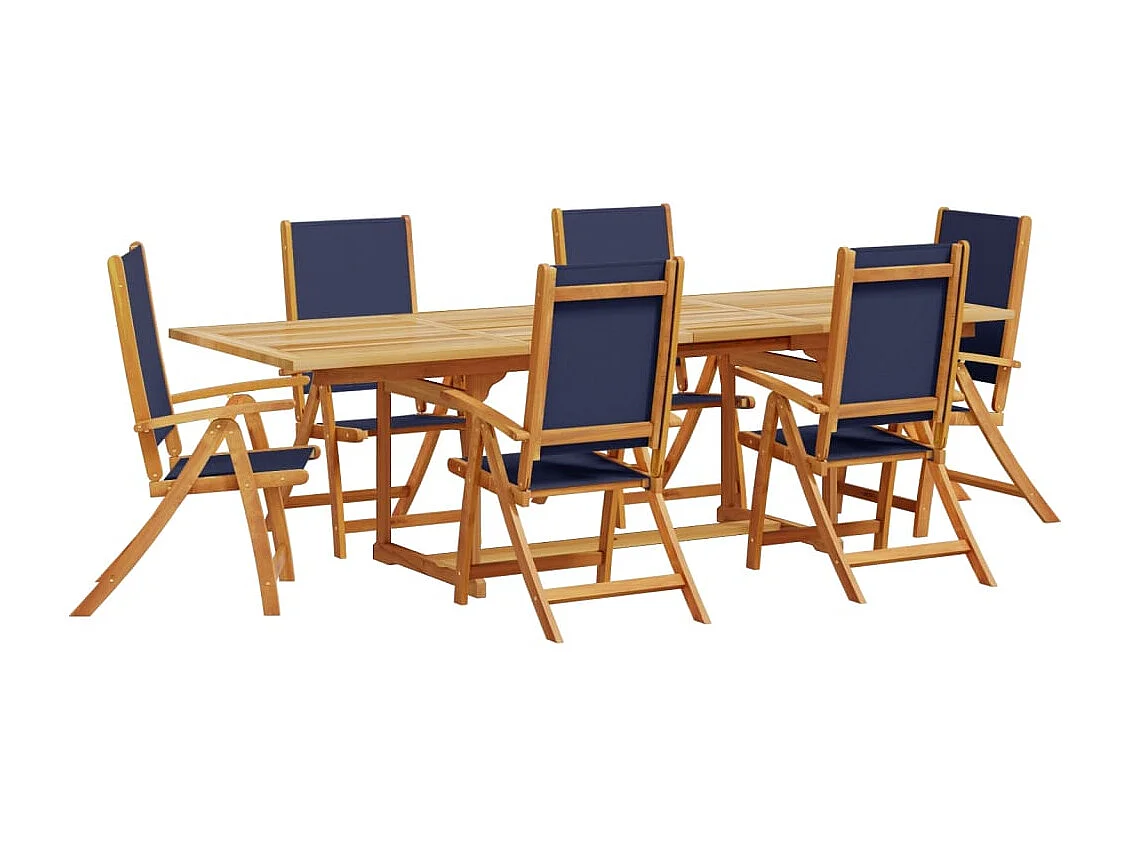 Bussum  Juego comedor de jardín 7 pzas madera maciza acacia y textileno