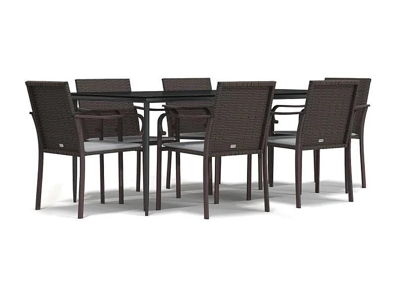 Tholen  7-delige Tuinset met kussens poly rattan en staal