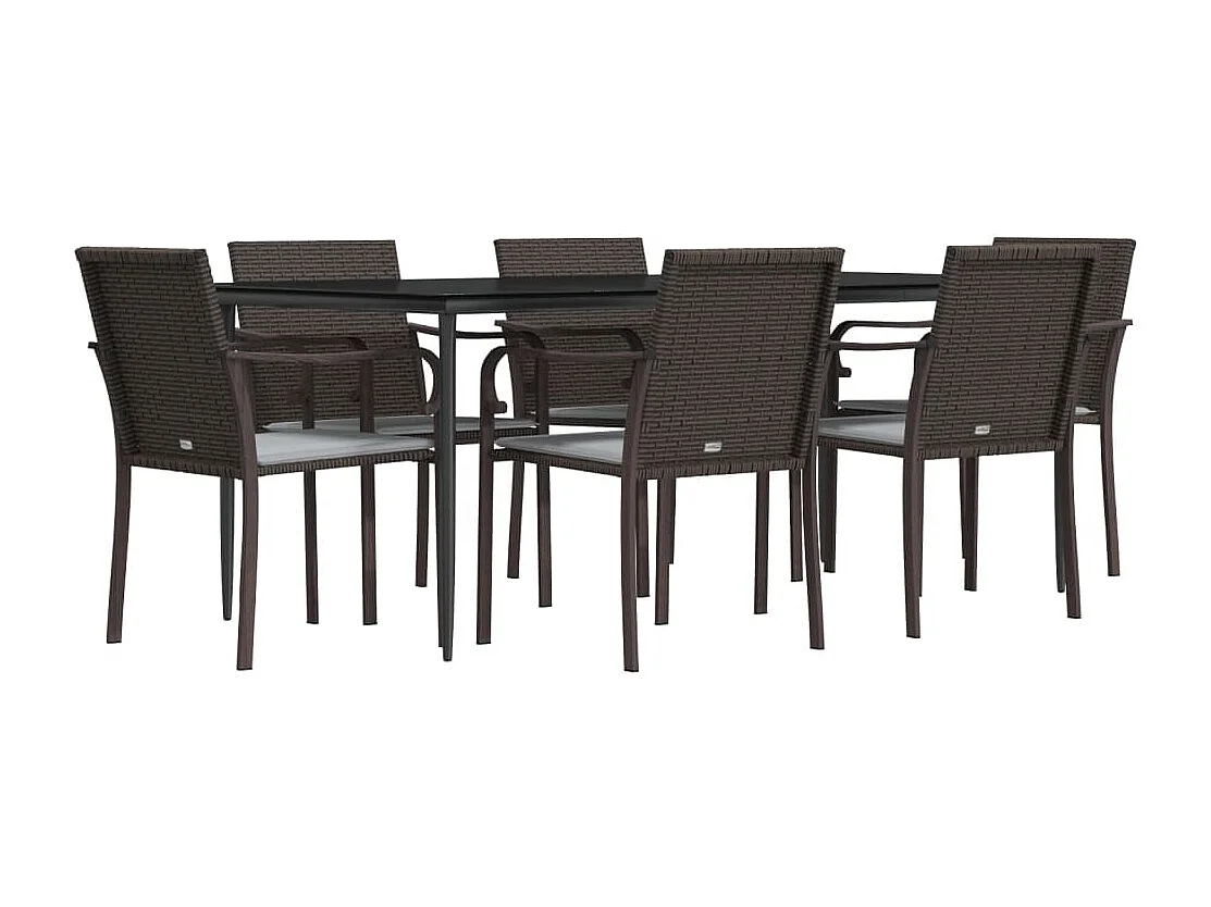 Tholen  Ensemble à manger de jardin 7 pcs coussins résine tressée acier