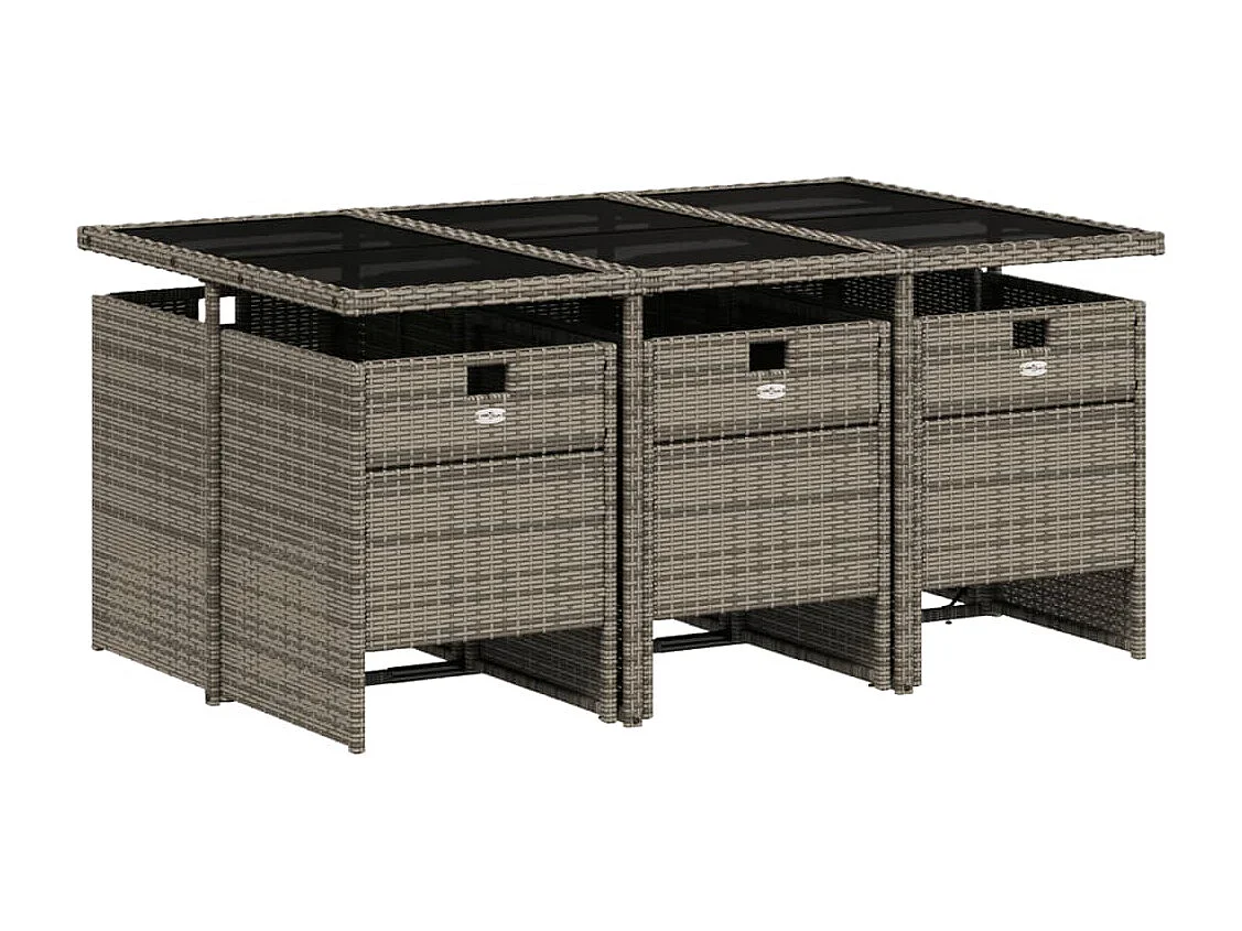 Ljungby  Ensemble à manger de jardin et coussins 7 pcs gris rotin