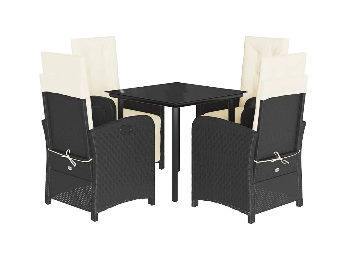 Issy-les-Moulineaux  Set de muebles jardín 5 pzas con cojines ratán sintético negro