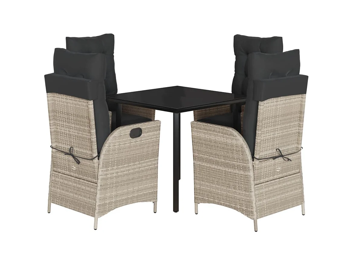 Sadie Claire  5-delige Tuinset met kussens poly rattan lichtgrijs