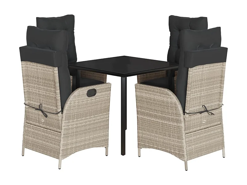 Sadie Claire  5-delige Tuinset met kussens poly rattan lichtgrijs