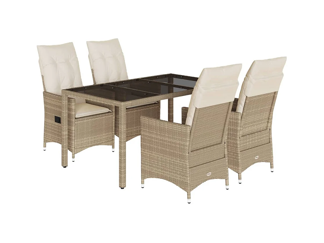 Colonial Pine Hills  5-delige Tuinset met kussens poly rattan beige