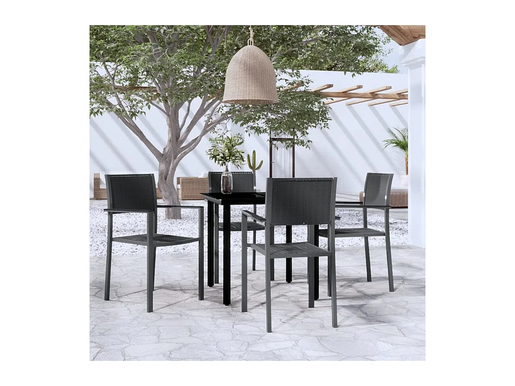 Ullira  Ensemble à manger de jardin 5 pcs Noir