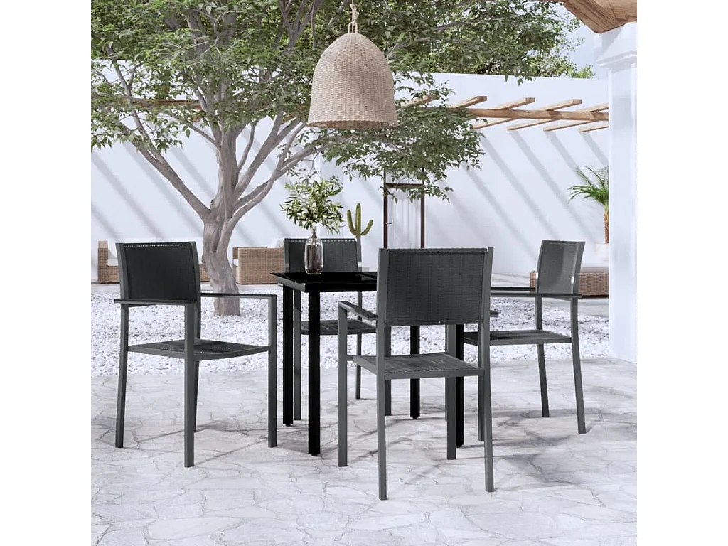 Ullira  Ensemble à manger de jardin 5 pcs Noir