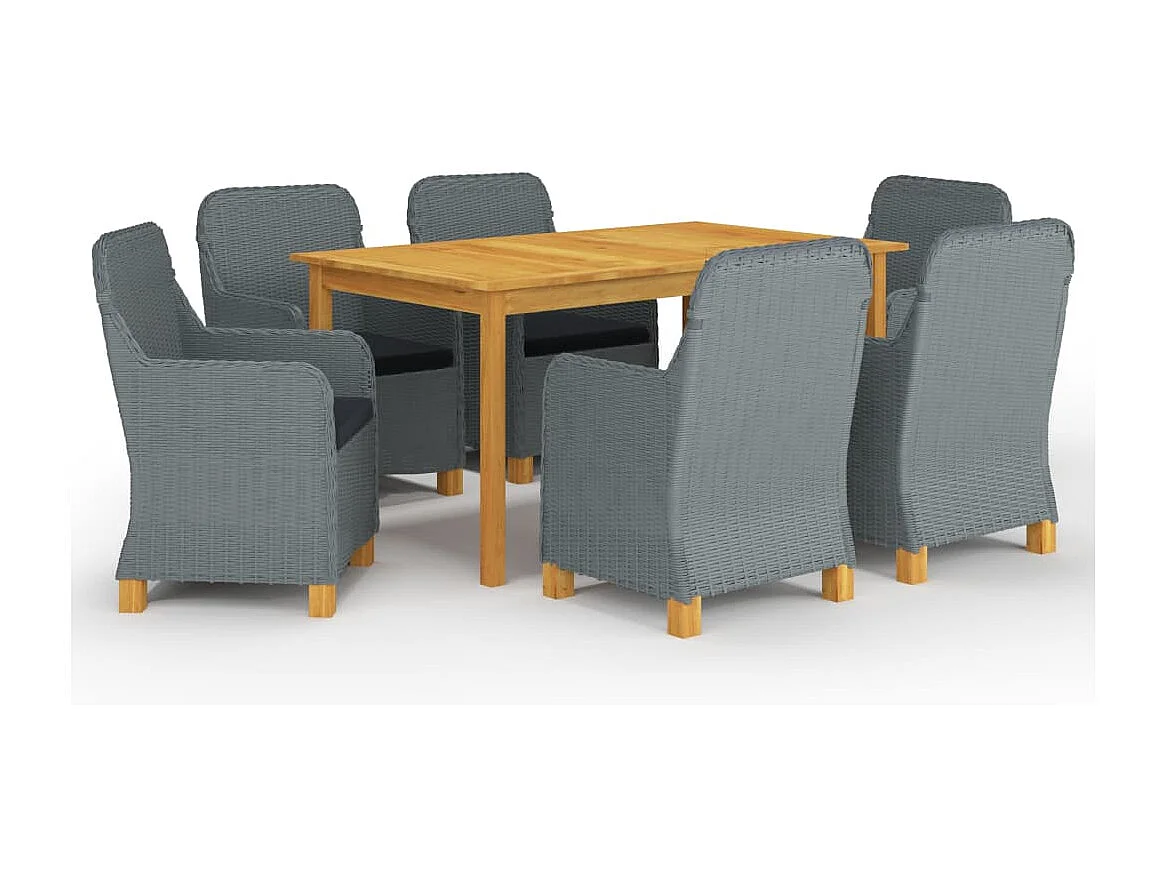 Murrieta  Ensemble à manger de jardin 7 pcs Gris clair