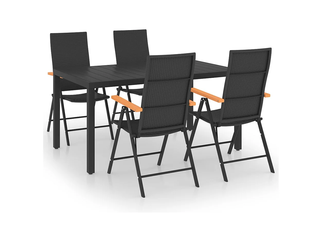 Garden Furniture -  Ensemble à manger de jardin 5 pcs noir et marron