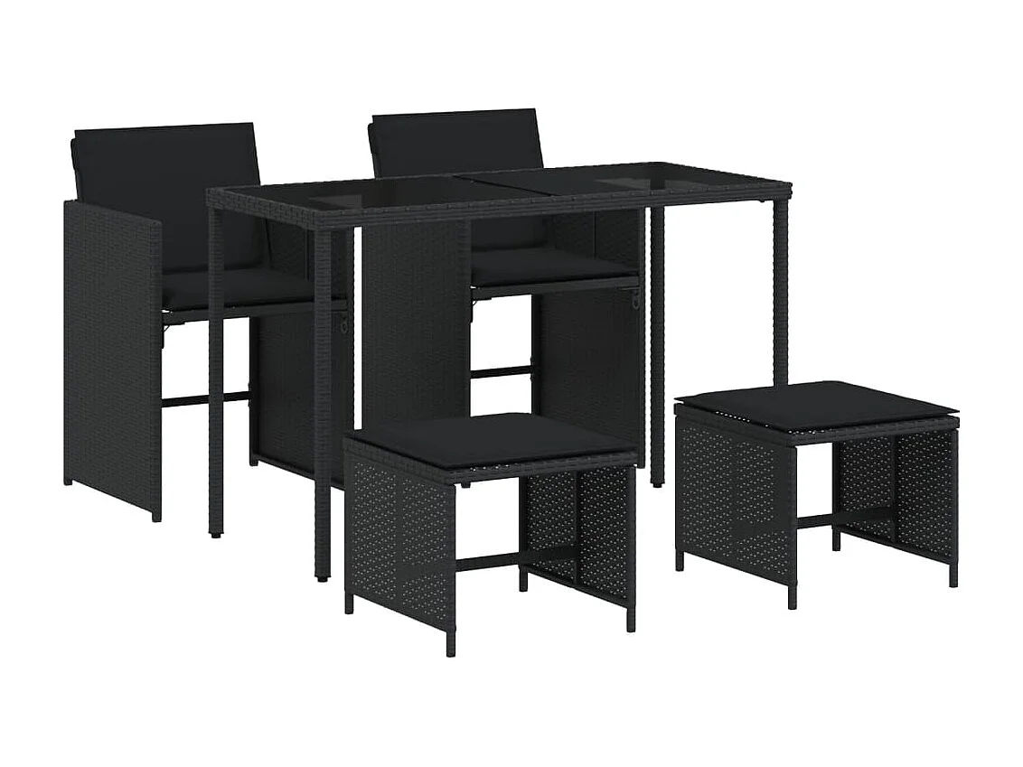 Kelior  5-delige Tuinset met kussens poly rattan zwart