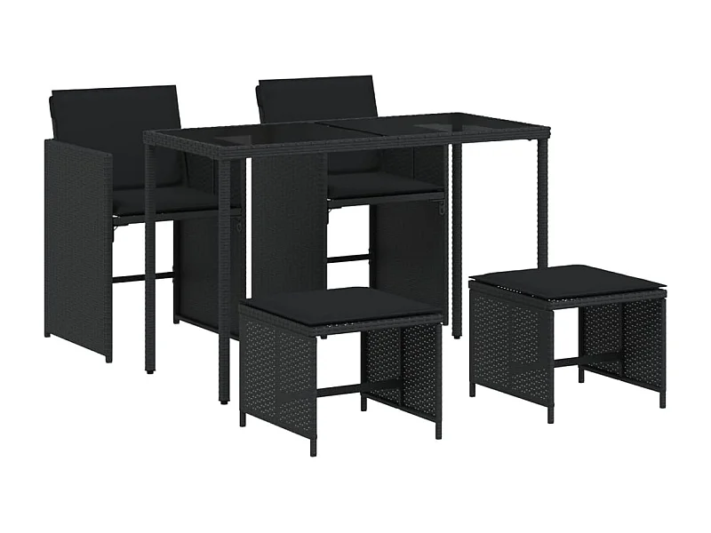 Kelior  5-delige Tuinset met kussens poly rattan zwart