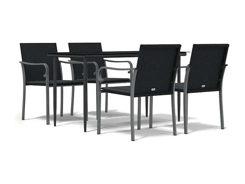 Tholen  Ensemble à manger de jardin 5 pcs coussins résine tressée acier