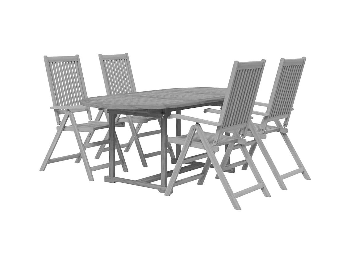 Jean-Pierre-Luc  Ensemble à manger de jardin 5 pcs Bois d'acacia massif