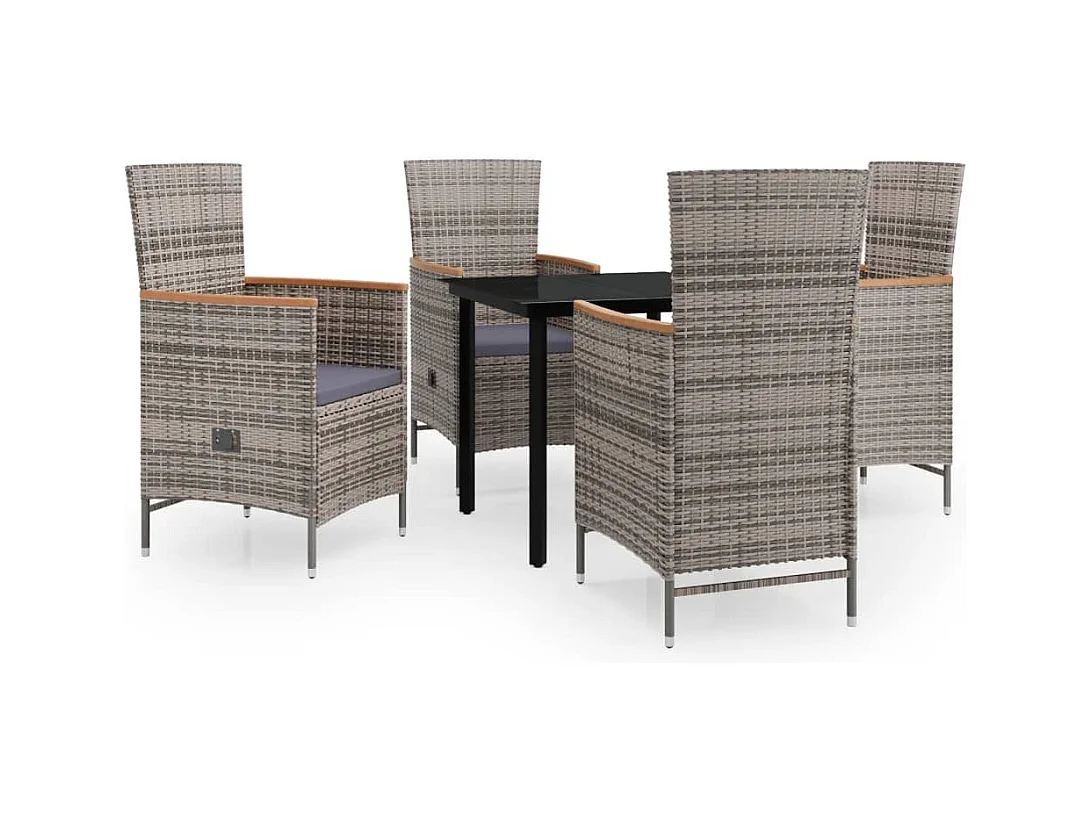 Serafino  Ensemble à manger de jardin avec coussins 5 pcs Gris